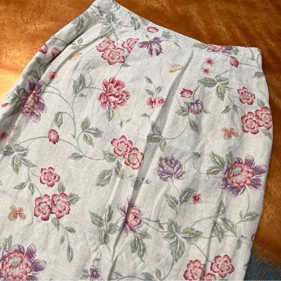 Vintage Eddie Bauer Linen Floral Print Wrap skirt Skirt Natural butterfly - Picture 11 of 11